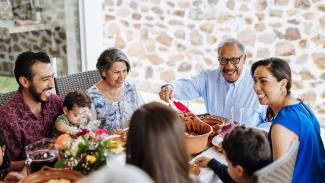 family eating at a dinner table